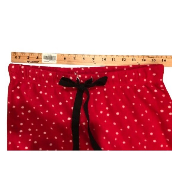 Women's Medium Pajama Pants Fleece George Elastic Waist w/ Draw String Red - Picture 3 of 4